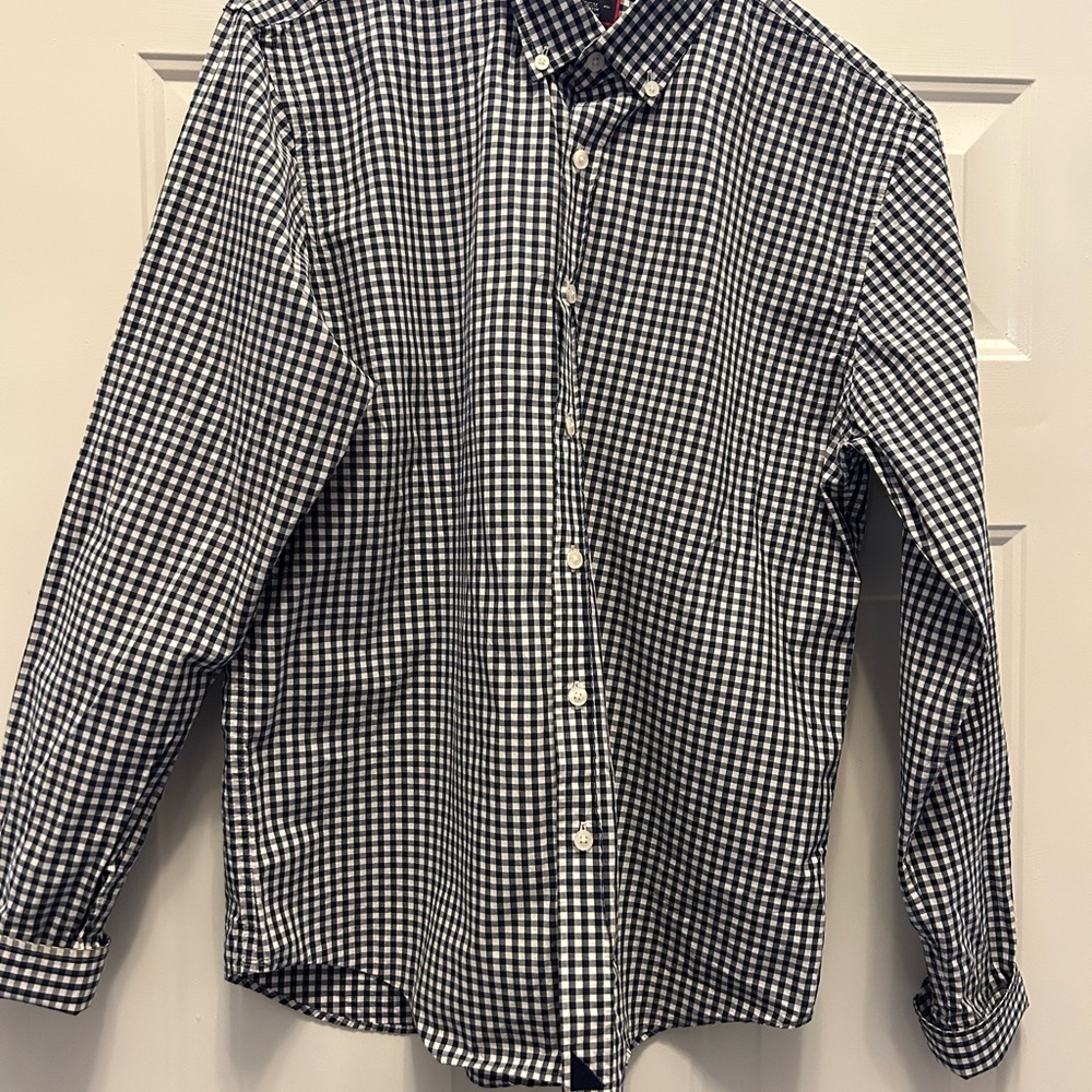 UNTUCKit Navy and White Checkered Button Down Shirt - Picture 2 of 2